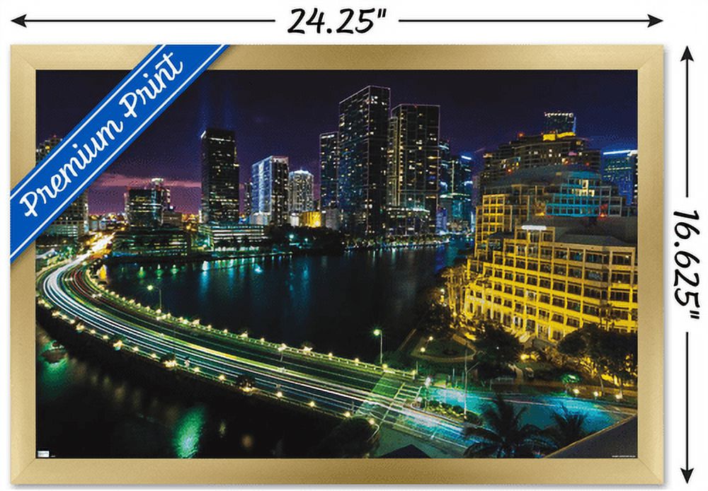 Cityscapes - Venetian Causeway Wall Poster, 14.725" x 22.375", Framed