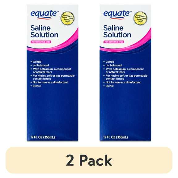 (2 pack) Equate Saline Solution for Sensitive Eyes, 12 fl oz, Compare to Bausch Lomb Sensitive Eyes