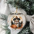 thumbnail image 3 of Happy Halloween Australian Shepherd Witches Hat Pumpkin Carving Ceramic Round Ornament Aussie Dog Lover Gifts Home Tree Decor - 02019, 3 of 5