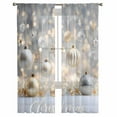 thumbnail image 2 of Christmas Balls Sheer Curtains 108 Inches Long, Sliver Golden Xmas Decoration Snowflake Light Filtering Window Curtains for Living Room, Rod Pocket Voile Sheer Curtain Drapes, 52"Wx108"L, 2 Panels, 2 of 9