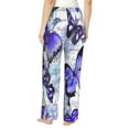 thumbnail image 3 of Disketp Butterflies Print Women'S Comfy Pajama Pants Casual Drawstring Palazzo Lounge Wide Leg Pants, 3 of 9