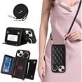 thumbnail image 1 of wonima11 for iPhone 14 Case with Card Holder and Strap for Women,Crossbody Lanyard, Make Up Mirror,Ring Stand,Snap Clasp,Cute Phone Wallet Cases 6.1 inch - Black, 1 of 1