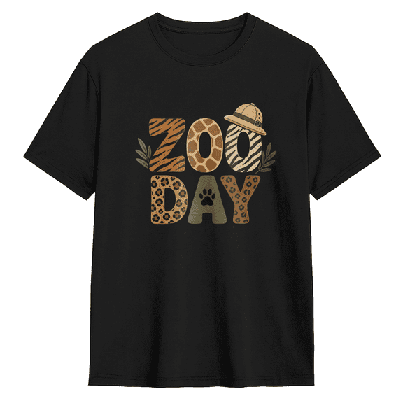 Zoo Day Animal Print Cool Graphic Tee for Men and Women, Witty Party Cotton Short Sleeves T-Shirt