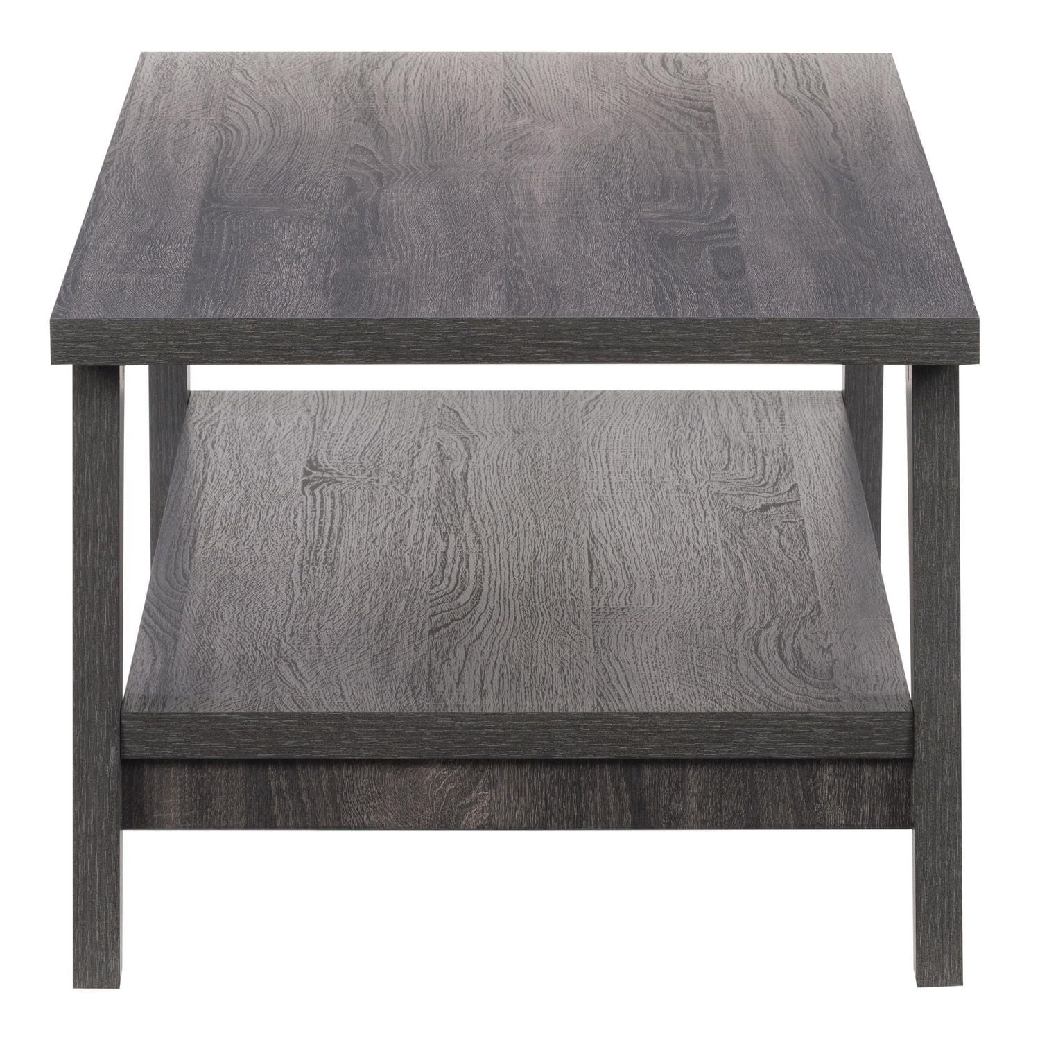 CorLiving Hollywood Mid-Century Modern Dark Grey Engineered Wood Two-Tier Indoor Coffee Table
