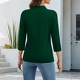 thumbnail image 4 of Qwertyu Women's Polo Shirts 3/4 Sleeve Cotton Collared T Shirt Golf Shirt Business Casual Tee Uniform Tops 3-Button Dark Green 3XL, 4 of 5