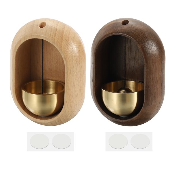 2 Set Campanas de Tenderos, Campana de Puerta de Madera Colgante, Campanas Jingle Autoadhesivas para la Apertura de Puertas de Negocios al Entrar en Refrigeradores, Autos, Ovaladas