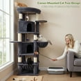 thumbnail image 4 of Globlazer 68" XL Corner Cat Tree Tower Condo for Large Cats - 6 Sisal Scratching Posts, 2 Condos, Hammock & Hanging Basket,  Dark Gray, 4 of 8