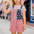 thumbnail image 6 of MUXiin 250 Anniversary USA Flag Kids Denim Overalls July 4th American Flag Printed Jumpsuit Romper Outfit, #02-Red, 6-7 Years, 6 of 6