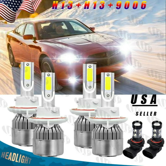 For Dodge Ram 1500 2500 3500 2006-2009-6Pc 6000K LED Headlight   Fog Light Bulbs