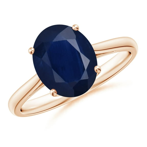 ANGARA Natural Oval Solitaire 3.3 ct Blue Sapphire Engagement Ring in 14K Rose Gold for Women (Size-10x8mm) | September Birthstone, Anniversary, Jewelry Gift for Women | Natural Blue Sapphire Ring