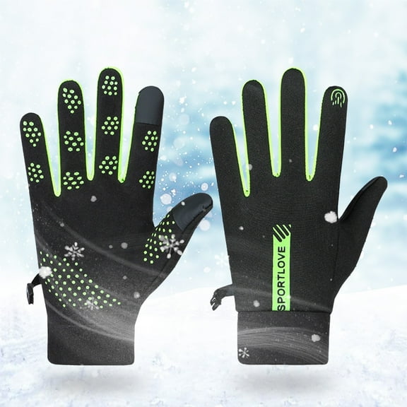 1PC Gloves Silver Polyester Velvet Warm Gloves Women'S Autumn And Winter Outdoor Driving Cold Proof Non Slip Men'S And Women'S Same Riding Gloves.