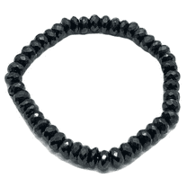 Natural Black Spinel 8mm Rondelle Shape Faceted Cut Beads Stretchable Bracelet for Men & Women.