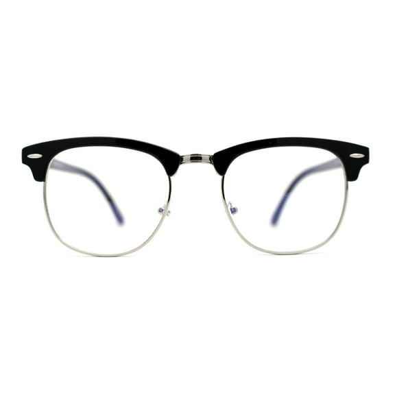 Iconic Brownline Half Rim Blue Light Blocking Computer Glasses Black Silver