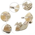 thumbnail image 4 of UngA Girls Wedge Sandals Girls Sandals Open Toe Summer Flats Dress Sandals Shoes Toddler/Little Kid/Big Kid Flower Girl Sandals(Gold,Size 2.5), 4 of 4
