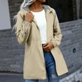 thumbnail image 2 of YDFCWXW Waterproof Windbreaker Jacket for Women - Hooded Lightweight Rain Jacket with Striped Lining for Hiking, Travel & Outdoor Sports (Khaki, S), 2 of 7