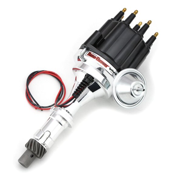 Pertronix D120710 Flame-Thrower Pontiac V8 Plug and Play Vacuum Advance Black Male Cap Billet Electronic Distributor with Ignitor II Technology for Pontiac V8