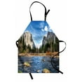 thumbnail image 1 of Nature Scene Apron, El Capitan Towers Above Valley Yosemite National Park California, Unisex Kitchen Bib with Adjustable Neck for Cooking Gardening, Adult Size, Azure Blue Multicolor, by Ambesonne, 1 of 4