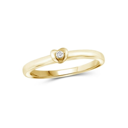 - White Diamond Accent 14k Gold Over Silver Heart Stackable Ring