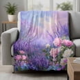 thumbnail image 2 of Purple Lavender Blanket Soft Cozy Warm Throw Blanket for Couch, Plush Fuzzy Flannel Fleece Blankets for Sofa, Spring Watercolor Country Wildflowers Bed Blankets Lightweight Gifts for Women, 50"x60", 2 of 9