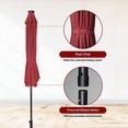 thumbnail image 2 of 9' Solar Umbrella 32 LED Lighted Patio Umbrella Table Market Umbrella with Push Button Tilt/Crank Outdoor Umbrella for Garden, Deck, Backyard and Pool, Red, 2 of 5