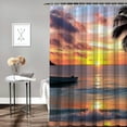 thumbnail image 2 of Orinice Sunset Palm Tree Boat Bathroom Decor Set with Hooks, Colorful Luxurious Shower Curtain Set 100% Polyester Fabric Washable Shower Curtain 69x72, 2 of 7