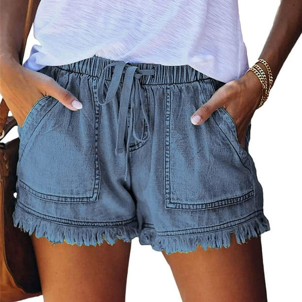 t taille lastique Short Jeans pour femmes confortable t