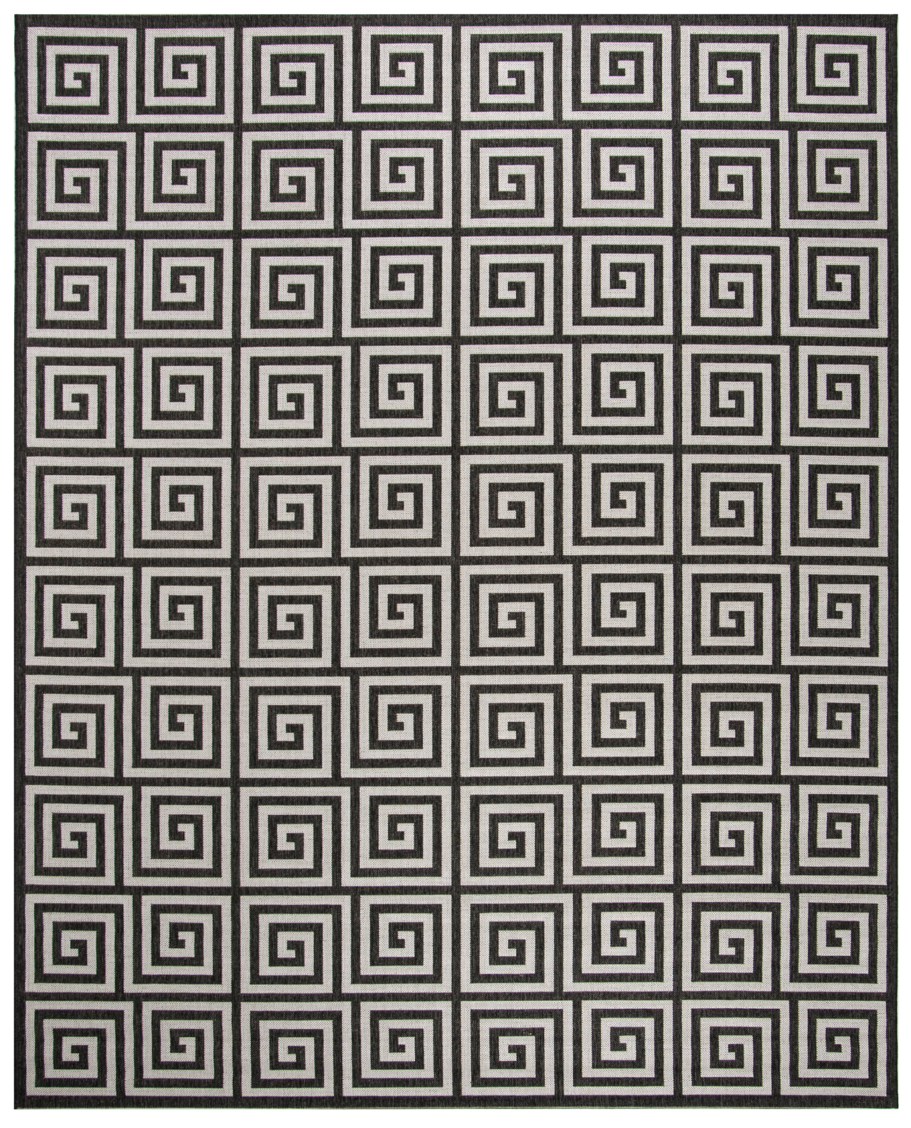 SAFAVIEH Beach House Johan Geometric Indoor/Outdoor Area Rug, Light Grey/Charcoal, 9' x 12'