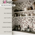 thumbnail image 4 of S4sassy Self Adhesive Wallpaper, Botanical Bird and Blossom Wallpaper, Brown Removable DIY Vinyl Wall Covering, Peel and Stick Contact Paper for Entryway accent Wall, Easy Home Decor (25"x240"), 4 of 9