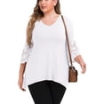 thumbnail image 3 of Daystry Women's Plus Size Top 3/4 Sleeve Shirt Dressy Tunic Blouse White-1X, 3 of 10