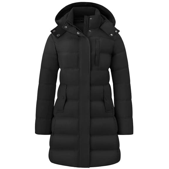 Wantdo Women's Long Lightweight Padded Jacket with Breathable Lining Winter Coat Black M
