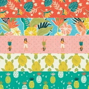 Eugene Textiles Premium crafted Maui Mala tropical print 100% Cotton 18 x 21 5 piece bundle Fabric Bundle Multi - color