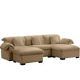 thumbnail image 4 of Tan Velvet With Soft And Storage, 3 U Shaped Sectional Extra Large Seat Ottomans Cushions, Storage Seats, 4 of 5