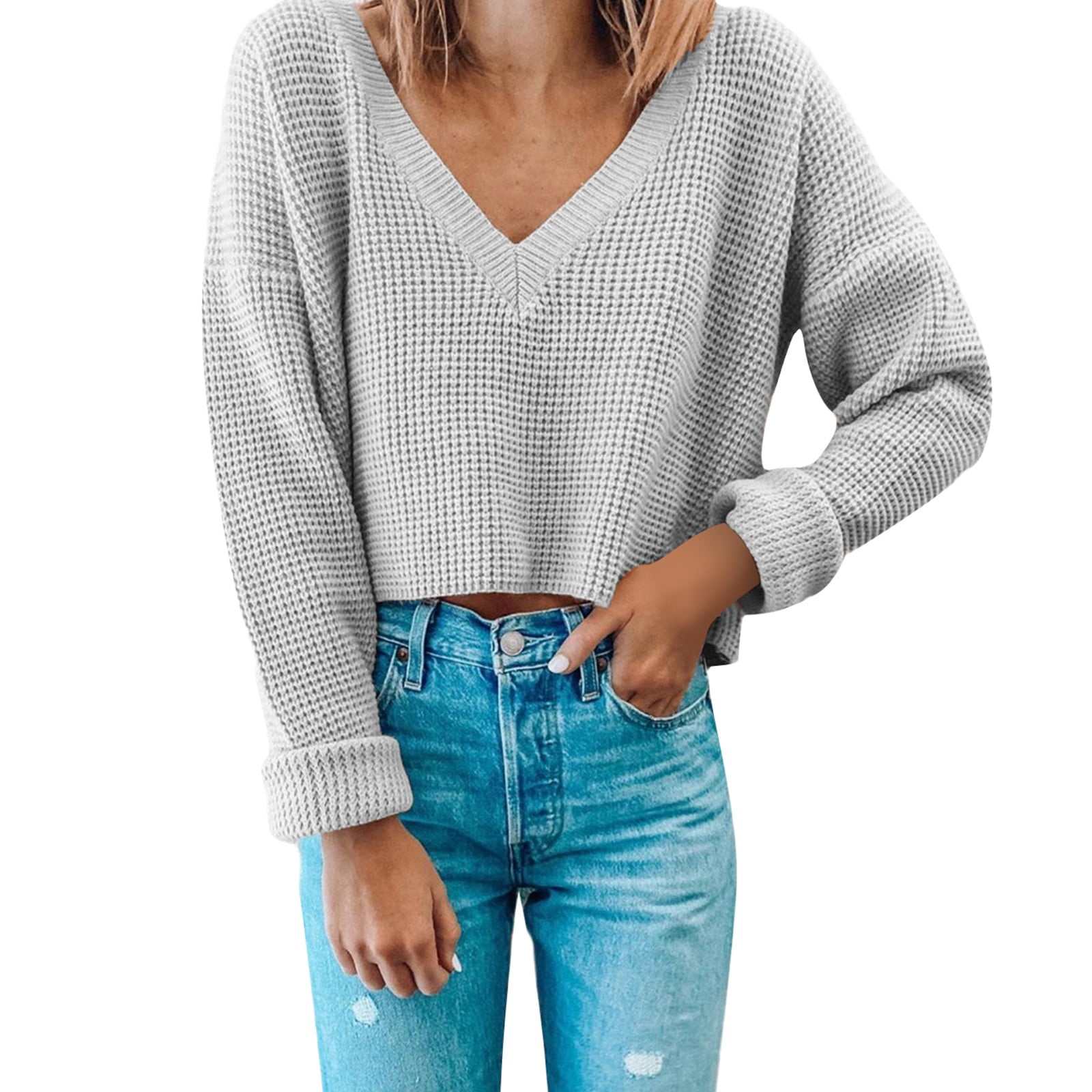 Floleo Women's Sweater Clearance Fall Winter Women's Solid Color Casual