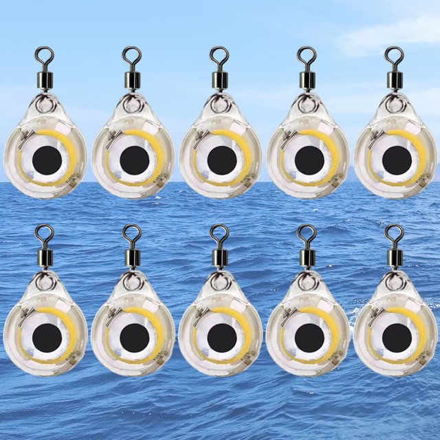 10 Uds. Luz LED de pez con forma de Mini ojo alimentada por batería para agua dulce de mar