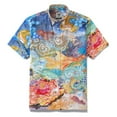 thumbnail image 3 of YIUME Men's Designer Hawaiian Shirt Cloud-wandering Koi Print Cotton Aloha Shirt, 3 of 9