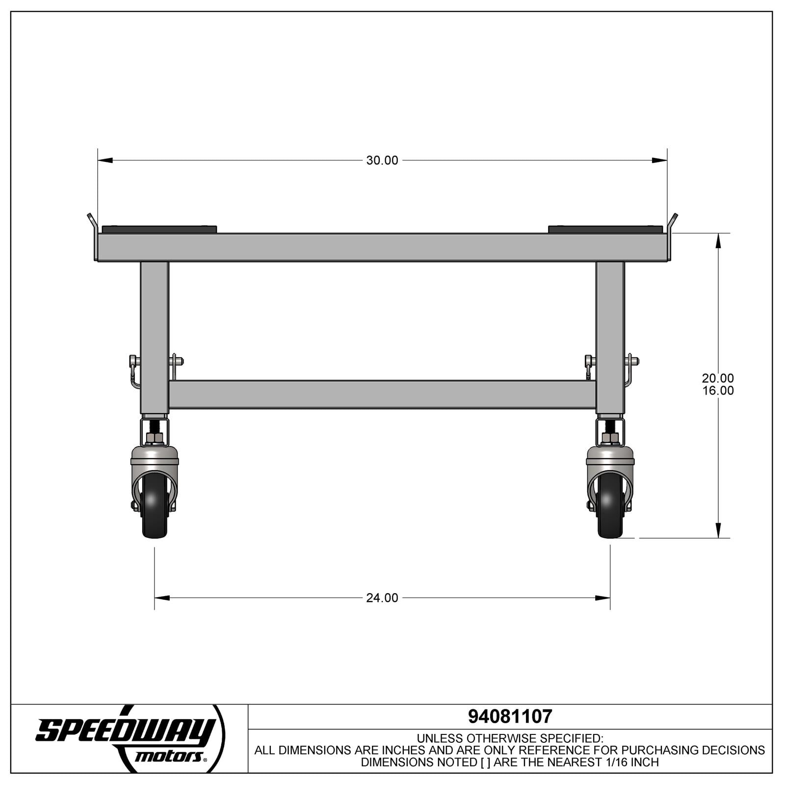Speedway Motors Adjustable Sprint/Midget Car Chassis Stands: Portable, Sturdy, Locking Rubber Casters, Non-Slip Rubber Mounts, Adjustable Height (16-20 Inches), Sold in Pairs