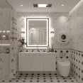thumbnail image 2 of GODCHAR LED Bathroom Mirror Rectangular Anti-Fog Modern Style Mirror in Tempered Glass Black Frame 36x28 inch, 2 of 10