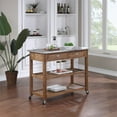 thumbnail image 2 of Bowery Hill Wood/Stainless Steel Kitchen Cart in Wire-Brush Brown, 2 of 6