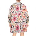thumbnail image 2 of Wearable Oversized Blanket,Pioneer Flower Floral Print Pattern Wearable Blanket Hoodie for Adults,Cozy Hooded Blankets with Super Pockets,Super Warm Fuzzy Pullover for Women & Men, 2 of 6