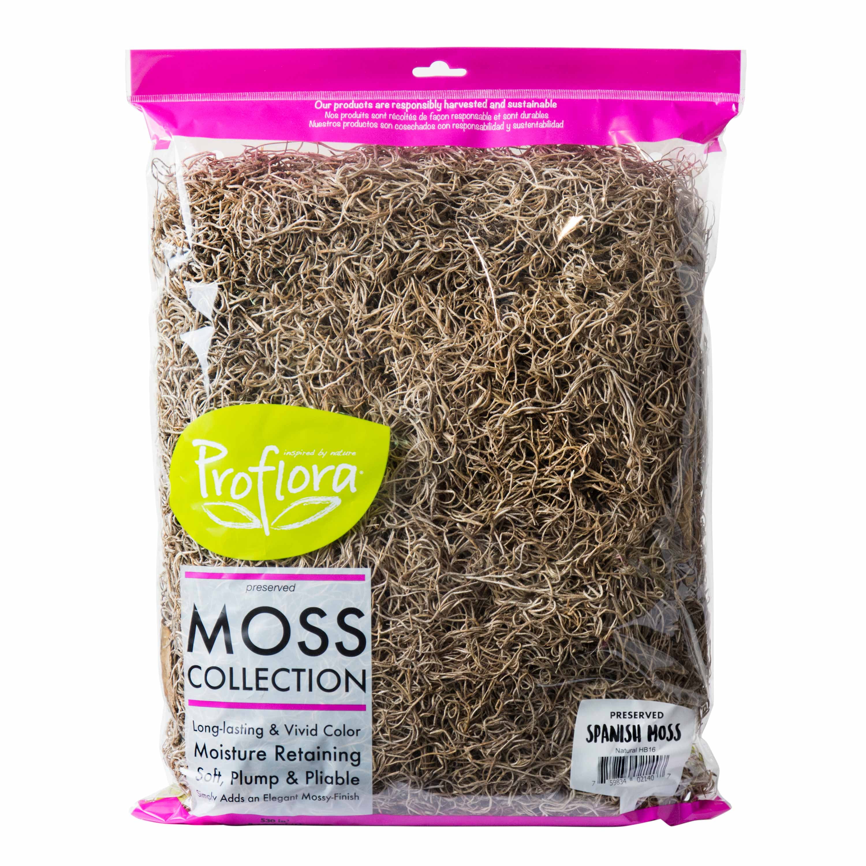 ProFlora Preserved Spanish Moss, Natural 530 CU IN