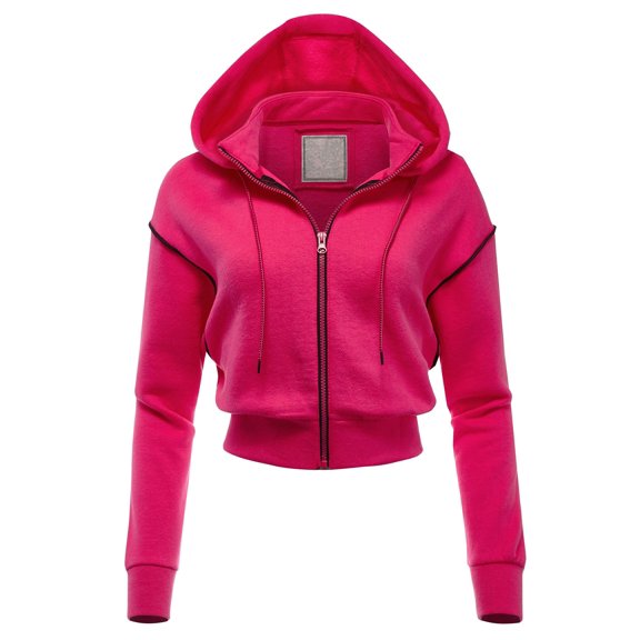 FashionMille Women Regular Fit Casual Hoodie Crop Fleece Jacket Hooded Casual Fleece Jacket
