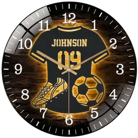 Decorative Clocksďź Soccer Glass Wall Clock, Football Player Decor Kid Nursery Decoration Wall Clock for Homes, Bars, Offices, Man Caves, Garages, And Living Rooms. Also Makes A Great Gift. Style 12