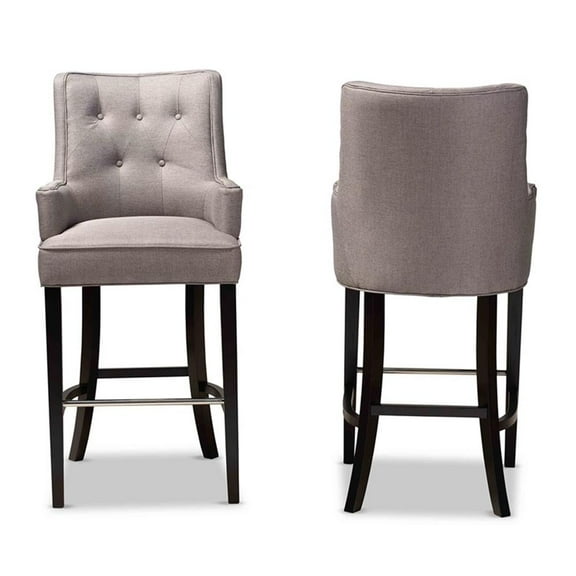 Bowery Hill Grey and Brown Finished Wood 2-Piece Bar Stool Set