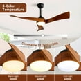 thumbnail image 3 of Sofucor 52 Inch Ceiling Fan with Light and Remote, Modern 3 Solid Wood Blades Ceiling Fan, 6 Speeds 5500CFM, Dimmable 3-Color LED with Memory, Timer & Quiet & Reversible DC Motor, ETL, Walnut Wood, 3 of 13