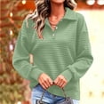 thumbnail image 5 of Hilzaten Womens Crop Sweatshirt Solid Pullover Drop Shoulder Collared Womens Sweatshirt, 5 of 7
