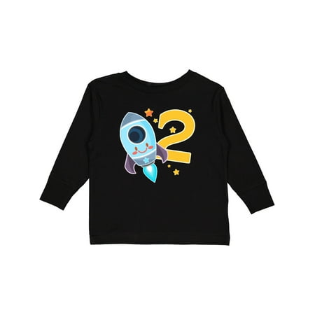

Inktastic Rocket Space Ship Happy Second Birthday Gift Toddler Boy or Toddler Girl Long Sleeve T-Shirt