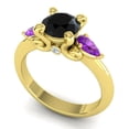 thumbnail image 2 of 2.50 Carat Beautiful Round Shape Black Onyx & Amethyst Gemstone Wedding Ring for Ladies Solid 18K Yellow Gold Size 11.5 by Diamond-Capitals, 2 of 8