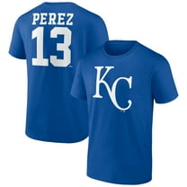 Men's Salvador Perez Royal Kansas City Royals Player Icon Name & Number T-Shirt