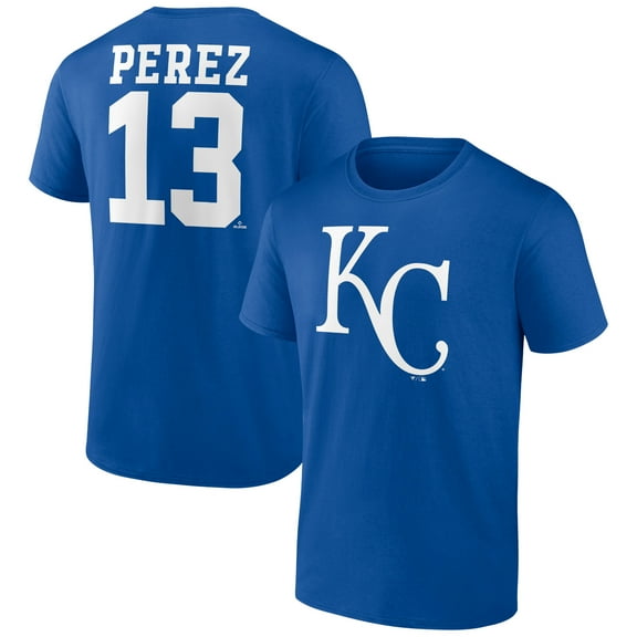 Men's Salvador Perez Royal Kansas City Royals Player Icon Name & Number T-Shirt