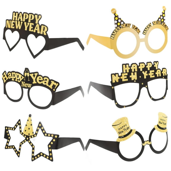WRISTBIQUE New Years Eve Glasses Happy New Year Eyewear Quirky Design 5.89X5.11X3.54in 6Pcs